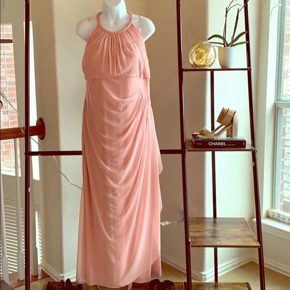 David's Bridal Dresses & Skirts - 𝅺DAVID’S Bridal Pink Halter Formal Dress Size 16